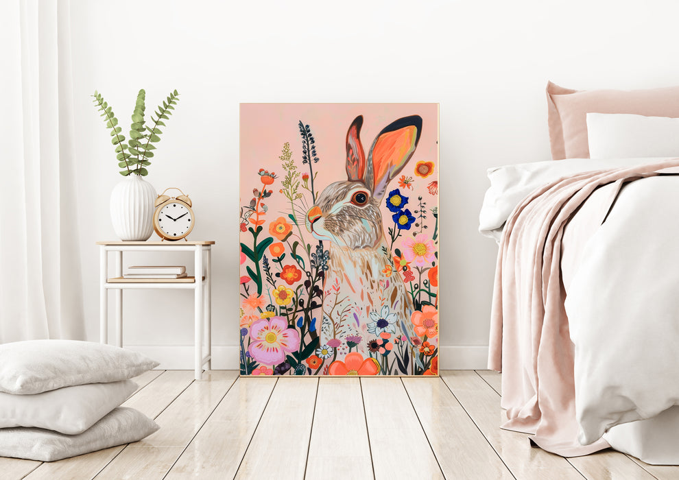 Hare Flowers Art Print