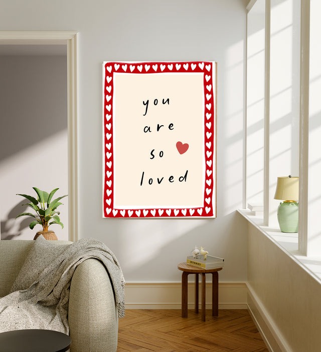 'You are loved' Quote heart Nursery Art Print