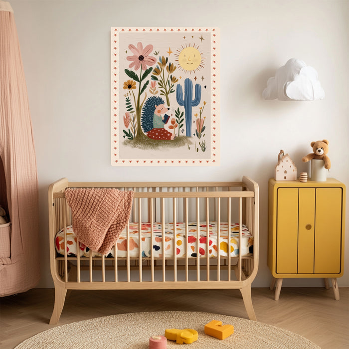 Hedgehog Book Reading Nursery Art Print