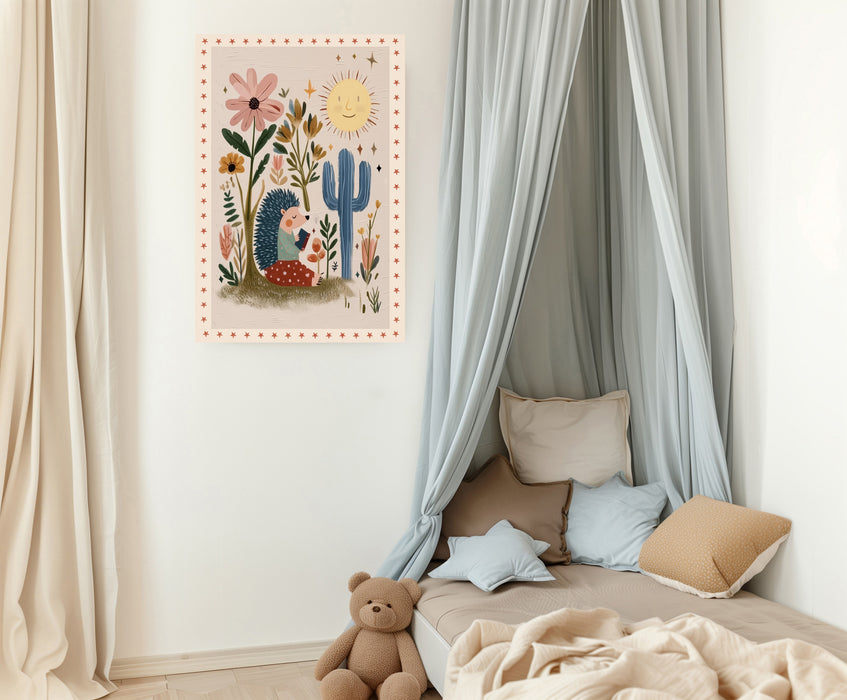Hedgehog Book Reading Nursery Art Print