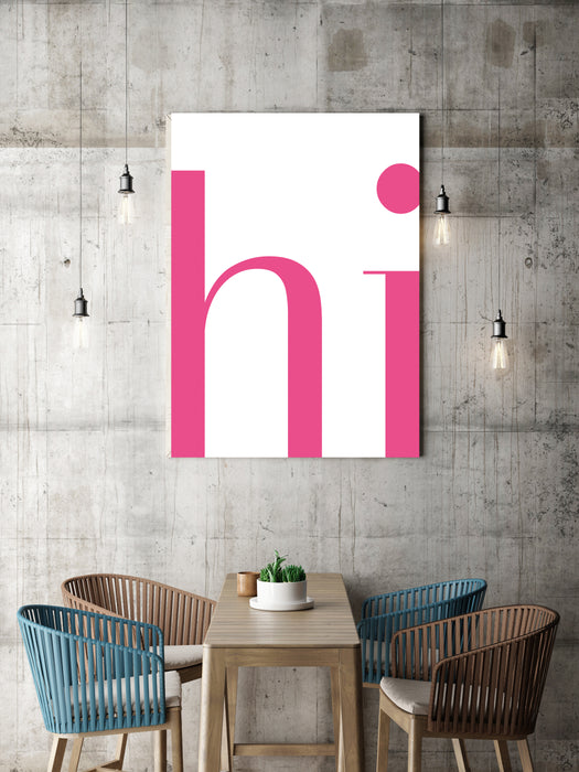 Pink 'Hi' Typography Art Print