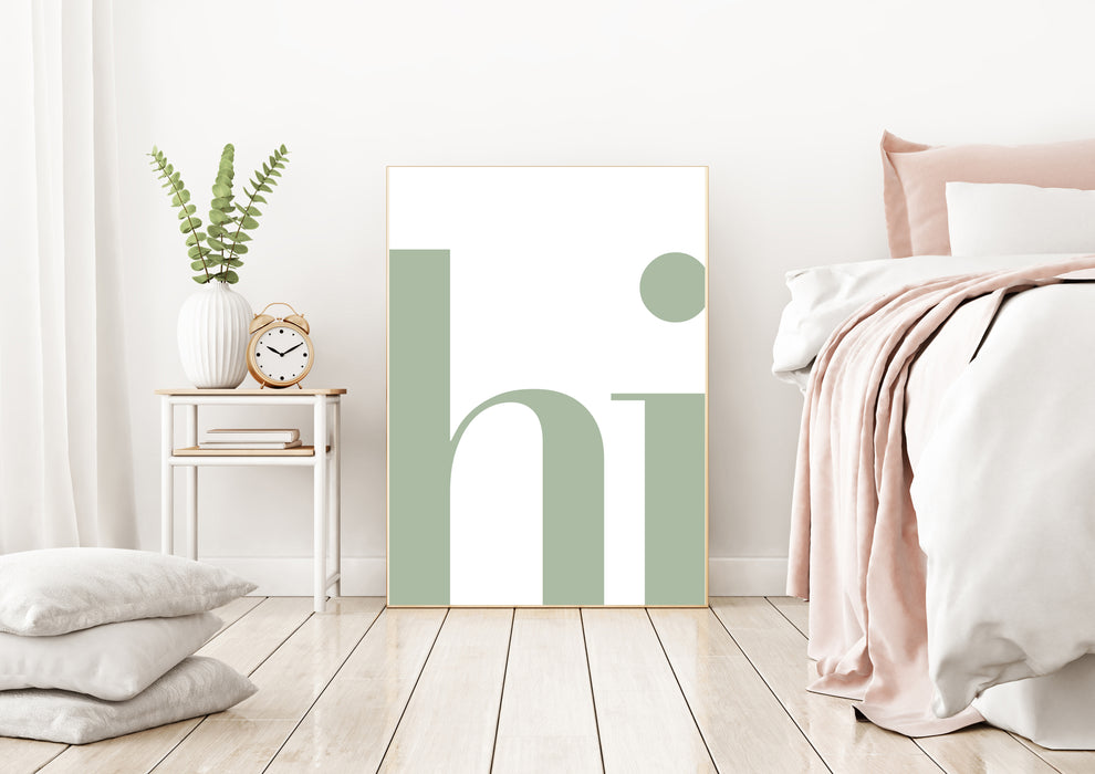 Hi Typography Art Print Green