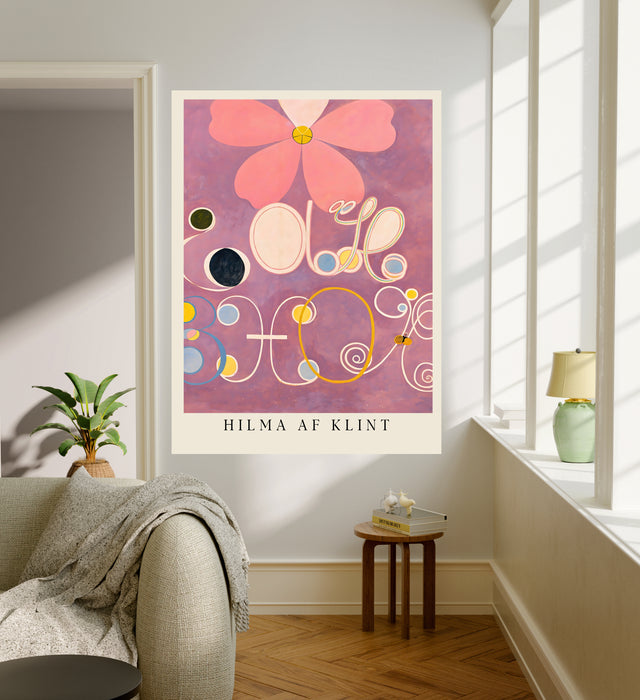 Hilma af Klint Pink Flower Art Print | Mauve Abstract Floral Wall Art