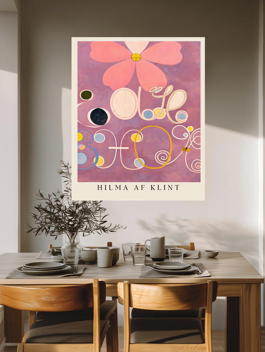 Hilma af Klint Pink Flower Art Print | Mauve Abstract Floral Wall Art