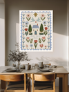 Home Sweet Home Scandi folk print framed in a hallway, housewarming gift