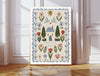 Home Sweet Home folk art print with cottage, doves and wildflowers, leaning against a white panelled wall