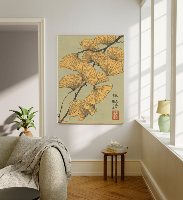 Japanese Yellow Flower Tree Vintage Art Print