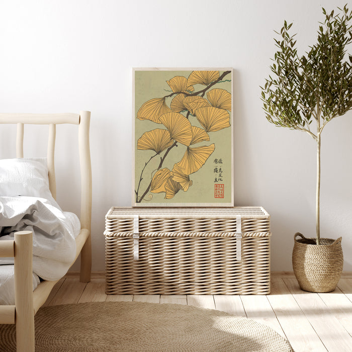 Japanese Yellow Flower Tree Vintage Art Print