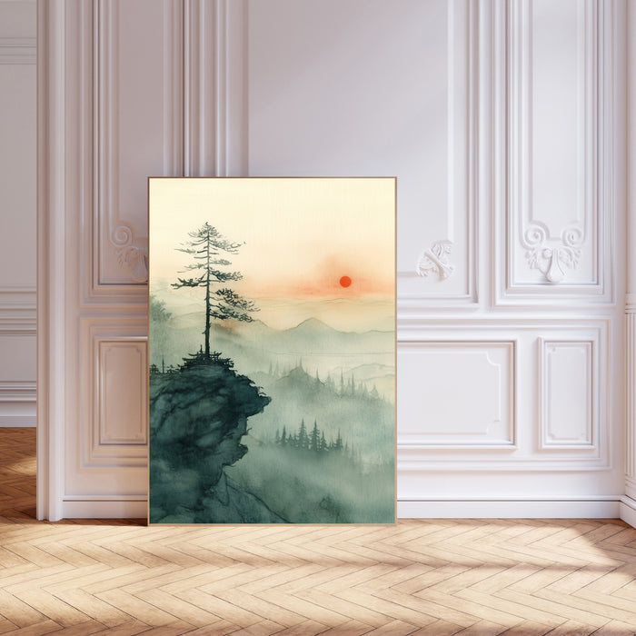 Japanese Sunrise Mountain Art Print