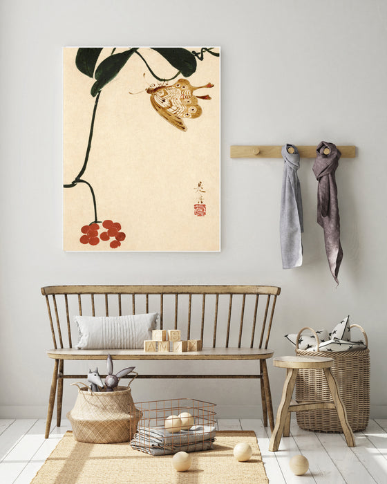 Japanese Plant and Butterfly Art Print