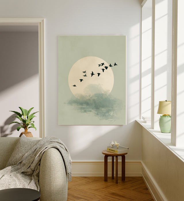 Japanese Bird Sunset Art Print