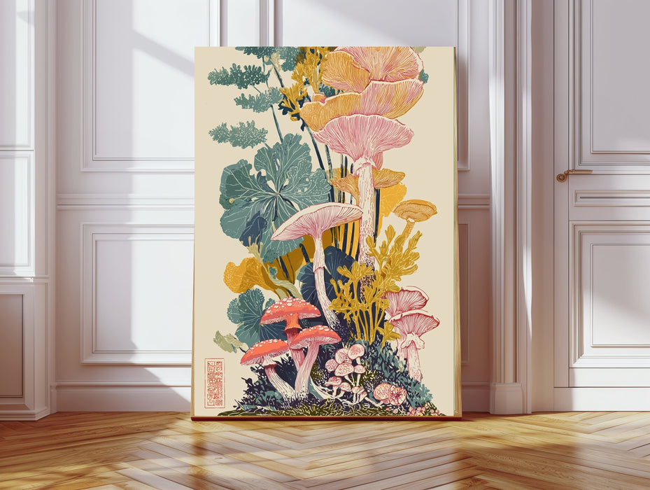Japanese Mushroom Abstract Art Print