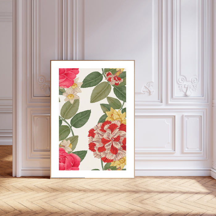 Japanese Vintage Red Flower Art Print