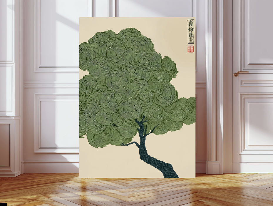 Japanese Landscape Vintage Tree Art Print