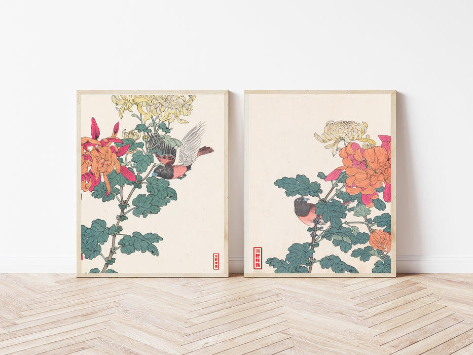 Gallery Wall Sets Japanese Botanical Vintage Bird Prints