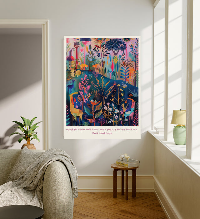 David Attenborough Botanical Jungle Quote Art Print