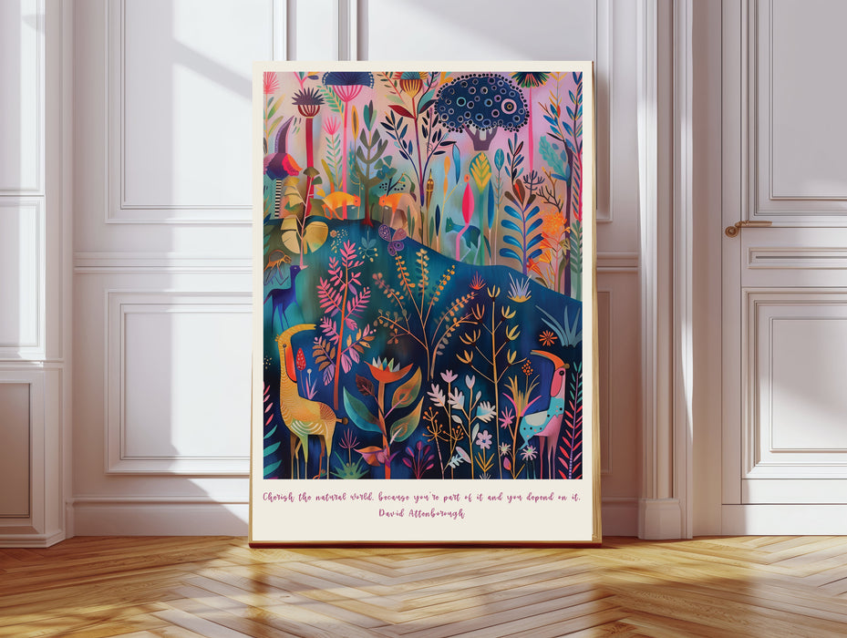 David Attenborough Botanical Jungle Quote Art Print