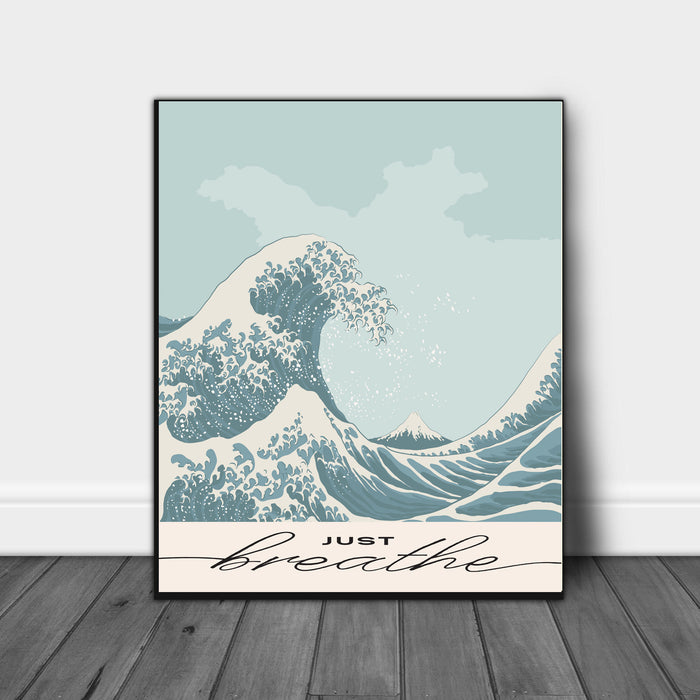 'Just Breathe' Blue Wave Print