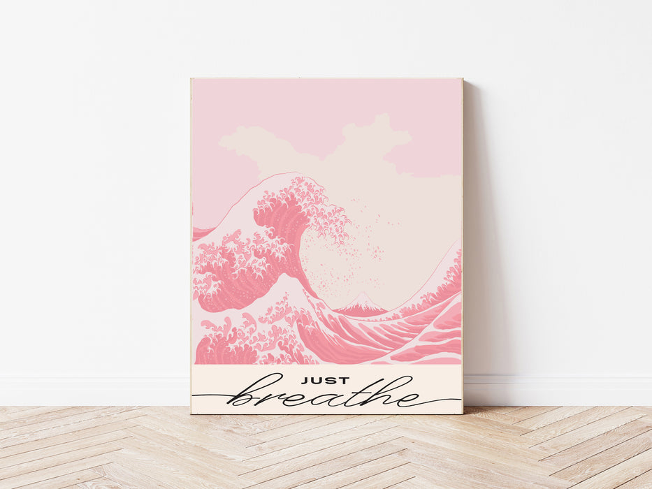 'Just Breathe' Pink Wave Print
