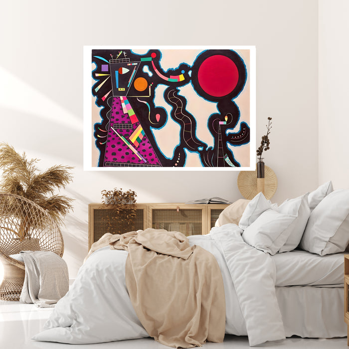 Kandinsky Late Abstract Print | Black Pink and Red Biomorphic Poster | Paris Period Landscape Wall Art