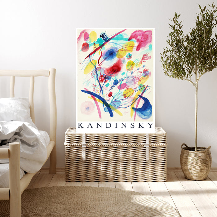 Kandinsky Watercolour Abstract Print | Pink Blue Colourful Exhibition Poster | Pastel Abstract Wall Art