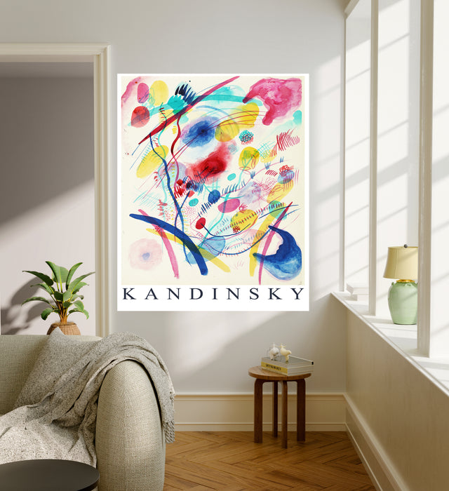 Kandinsky Watercolour Abstract Print | Pink Blue Colourful Exhibition Poster | Pastel Abstract Wall Art