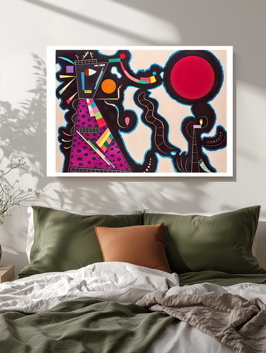 Kandinsky Late Abstract Print | Black Pink and Red Biomorphic Poster | Paris Period Landscape Wall Art