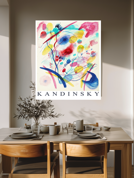 Kandinsky Watercolour Abstract Print | Pink Blue Colourful Exhibition Poster | Pastel Abstract Wall Art
