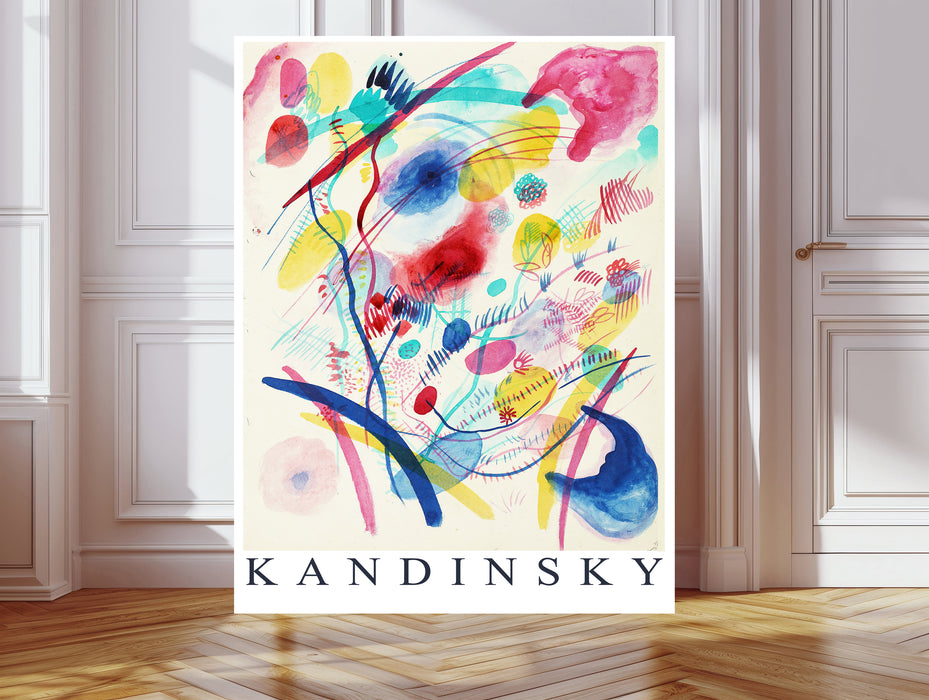 Kandinsky Watercolour Abstract Print | Pink Blue Colourful Exhibition Poster | Pastel Abstract Wall Art
