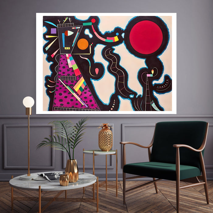 Kandinsky Late Abstract Print | Black Pink and Red Biomorphic Poster | Paris Period Landscape Wall Art