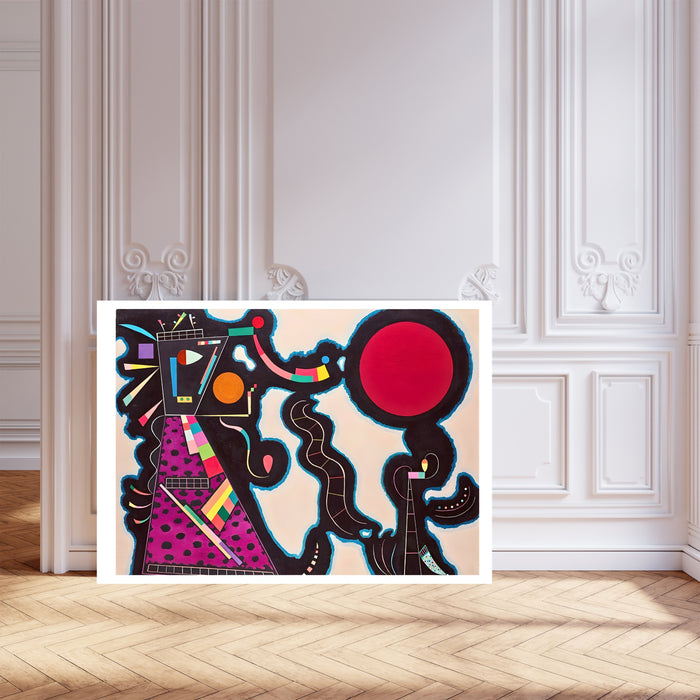 Kandinsky Late Abstract Print | Black Pink and Red Biomorphic Poster | Paris Period Landscape Wall Art