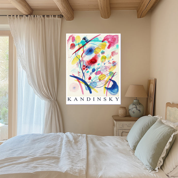 Kandinsky Watercolour Abstract Print | Pink Blue Colourful Exhibition Poster | Pastel Abstract Wall Art