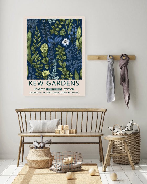 Kew Gardens's Botanical Blue Floral Art Print