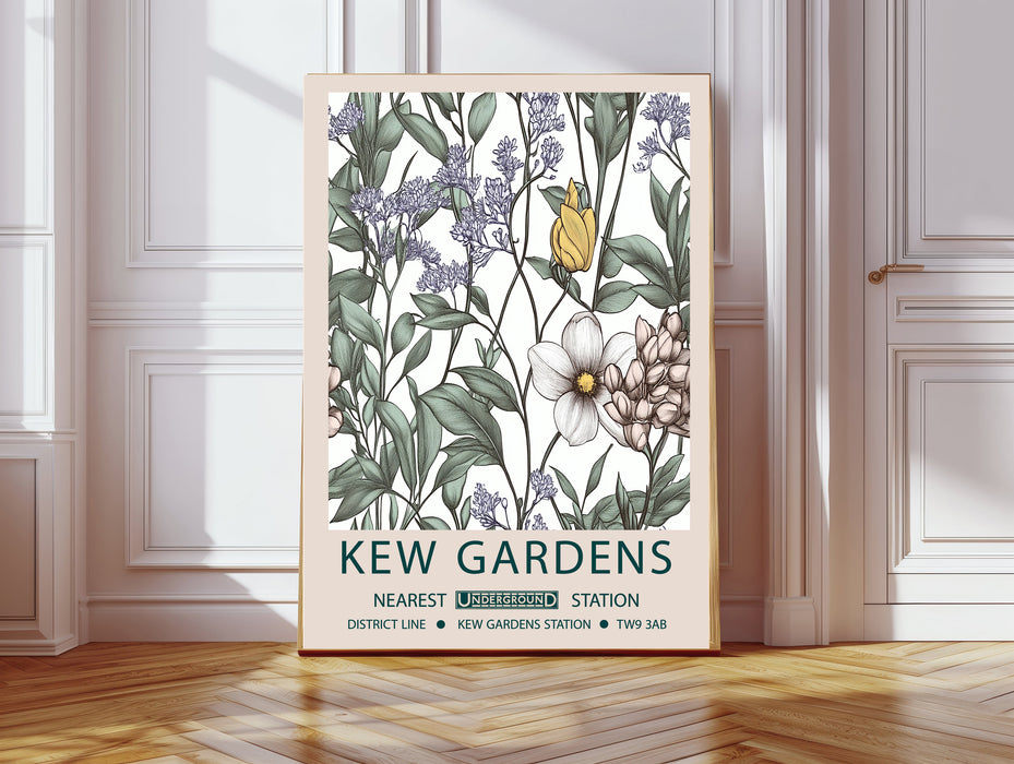 Kew Gardens's Botanical Cream Floral Art Print