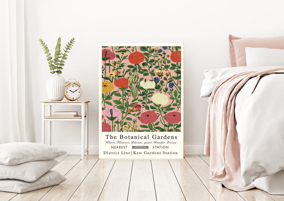 Botanical Pink Pastel Garden Floral Art Print