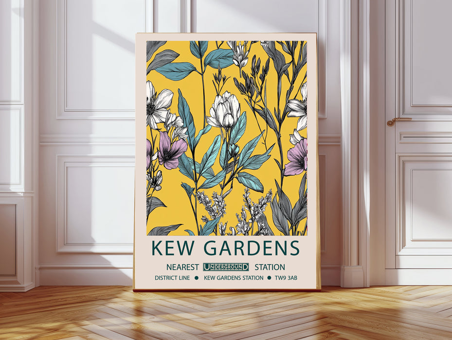 Kew Gardens's Botanical Yellow Floral Art Print