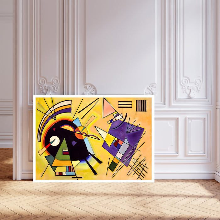 Kandinsky Black and Violet Print | Yellow Purple Geometric Abstract Poster | Bauhaus Landscape Wall Art