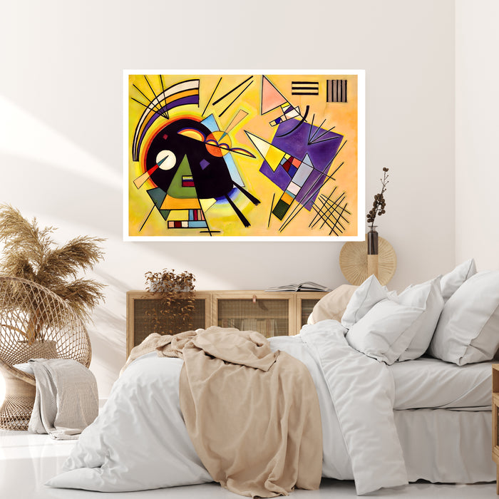 Kandinsky Black and Violet Print | Yellow Purple Geometric Abstract Poster | Bauhaus Landscape Wall Art