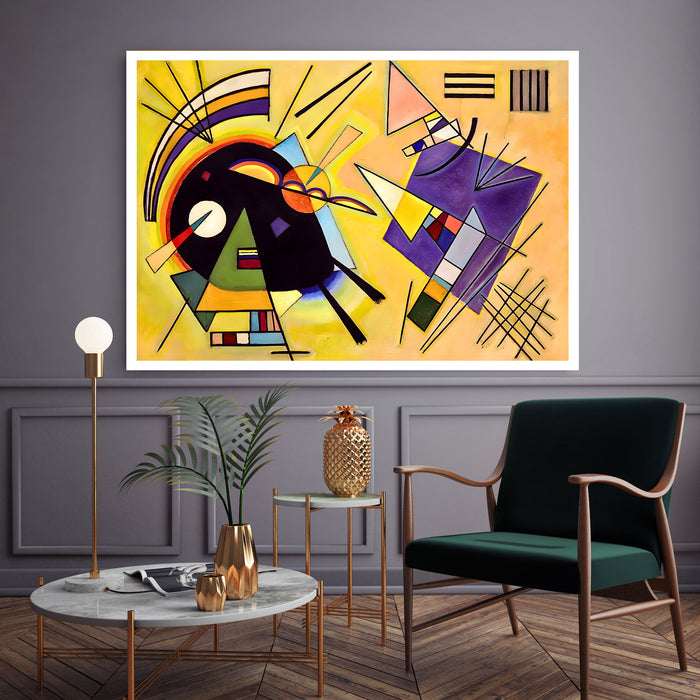 Kandinsky Black and Violet Print | Yellow Purple Geometric Abstract Poster | Bauhaus Landscape Wall Art