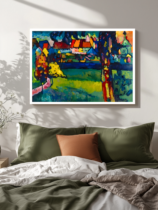 Kandinsky Murnau Village Landscape Print | Colourful Expressionist Poster | Green Blue Landscape Wall Art