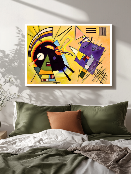 Kandinsky Black and Violet Print | Yellow Purple Geometric Abstract Poster | Bauhaus Landscape Wall Art