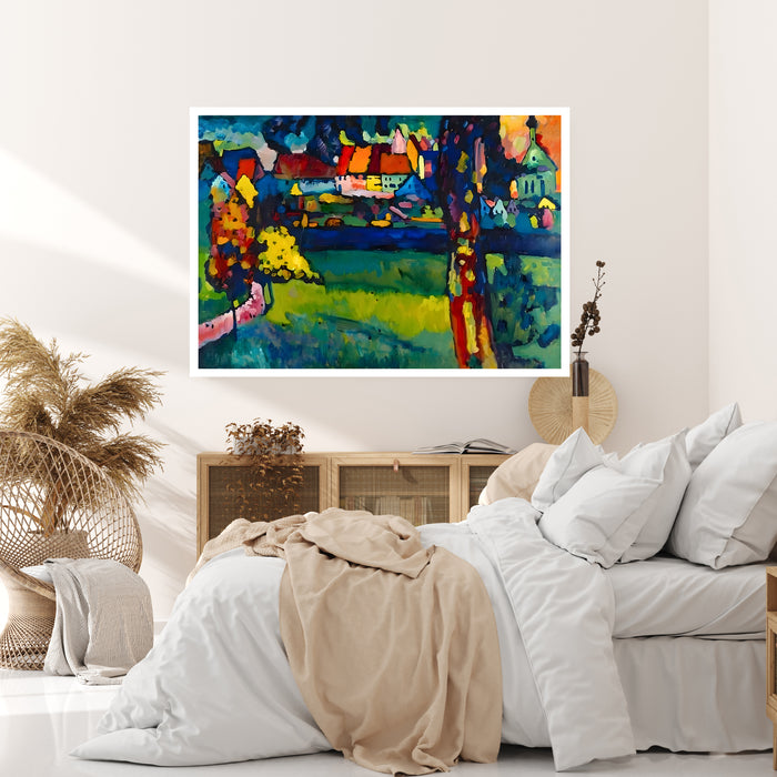 Kandinsky Murnau Village Landscape Print | Colourful Expressionist Poster | Green Blue Landscape Wall Art