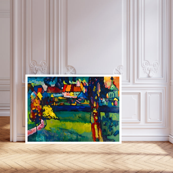 Kandinsky Murnau Village Landscape Print | Colourful Expressionist Poster | Green Blue Landscape Wall Art
