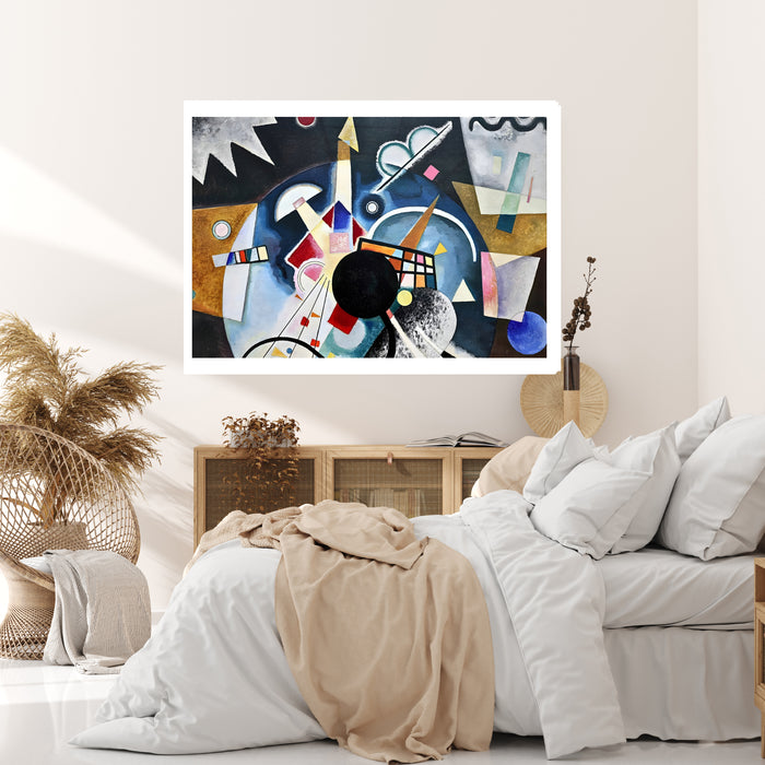 Kandinsky In Blue Print | Navy Black Geometric Abstract Poster | Bauhaus Landscape Wall Art