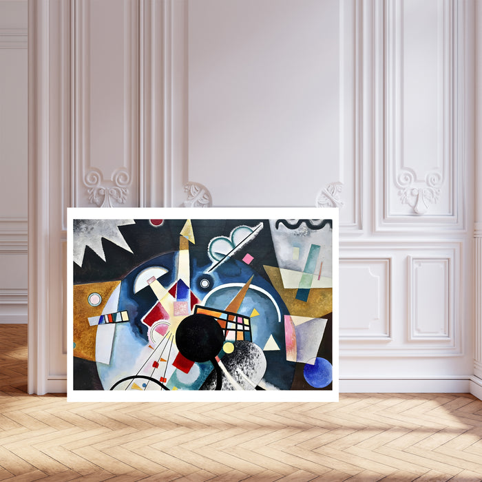 Kandinsky In Blue Print | Navy Black Geometric Abstract Poster | Bauhaus Landscape Wall Art