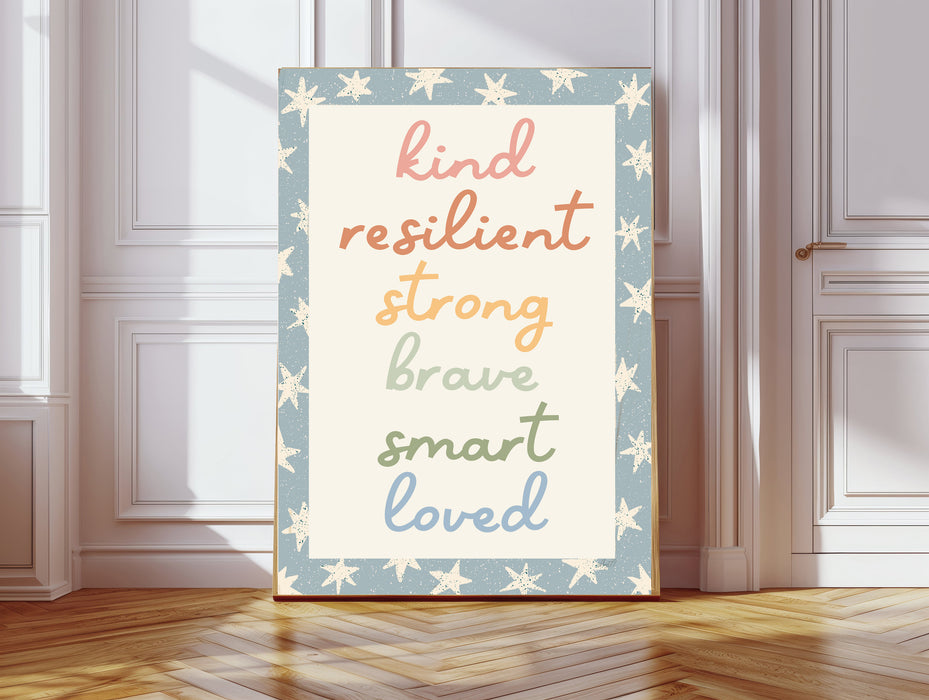 Blue Star Affirmations Nursery Art Print