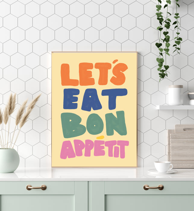 Let's Eat Bon Appetit Kitchen Art Print
