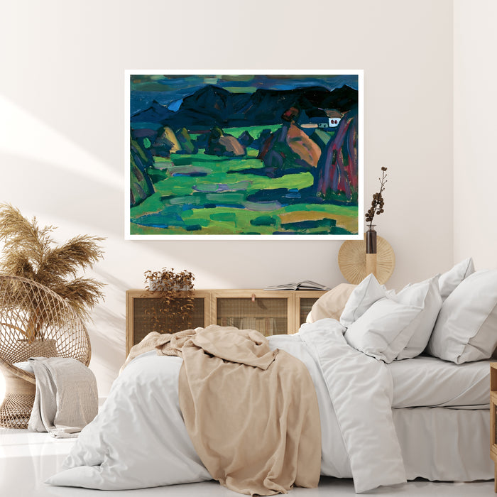 Kandinsky Murnau Mountain Landscape Print | Green and Blue Expressionist Poster | Landscape Wall Art