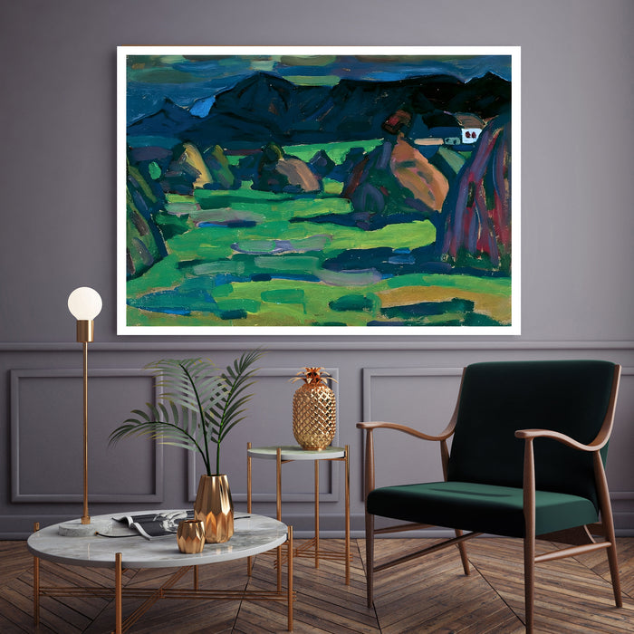 Kandinsky Murnau Mountain Landscape Print | Green and Blue Expressionist Poster | Landscape Wall Art