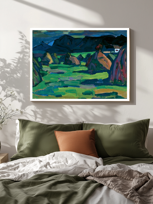 Kandinsky Murnau Mountain Landscape Print | Green and Blue Expressionist Poster | Landscape Wall Art